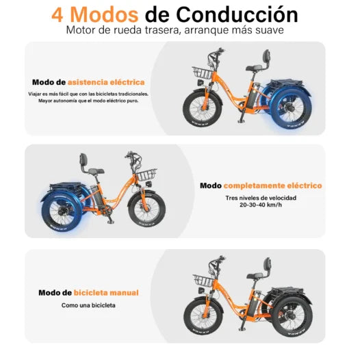 Bicicleta Eléctrica de 3 Ruedas Honey Whale S13
