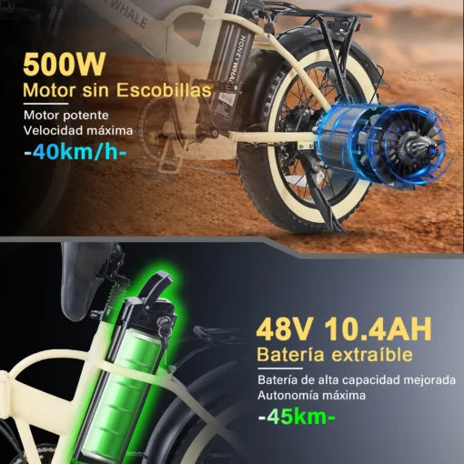 Bicicleta Eléctrica Plegable Honey Whale F6-S