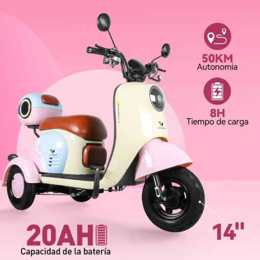 Motobici Eléctrica de 3 Ruedas Honey Whale V1